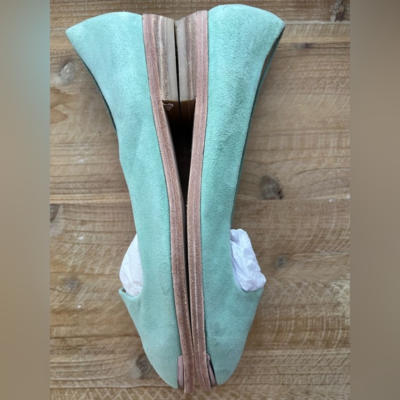 Etienne Aigner Cap Toe Suede Slip On Ballet Loafer in Green Suede Size 8.5 - Picture 7 of 10